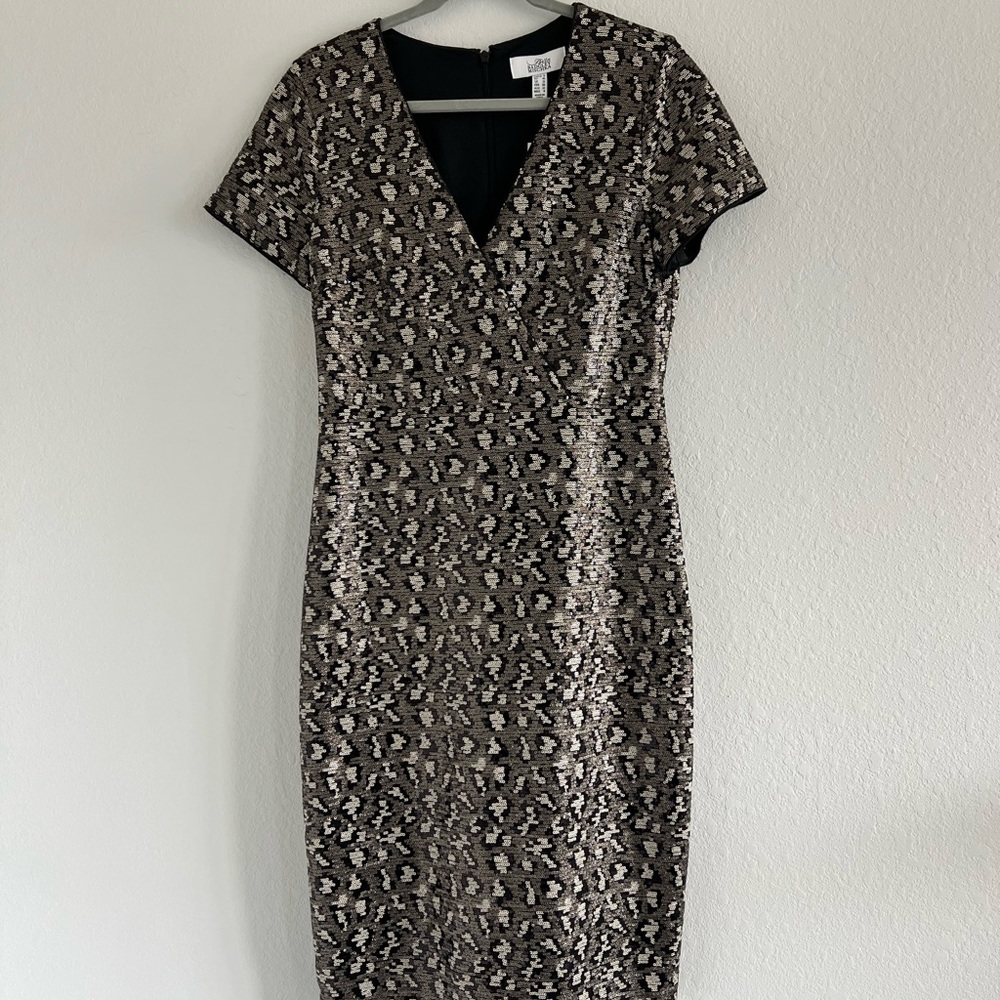 Badgley Mischka animal print sequin dress